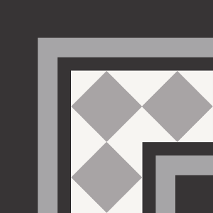 Border corner tile Dzununcan Esquina with diamonds and rhombi, bands and lines